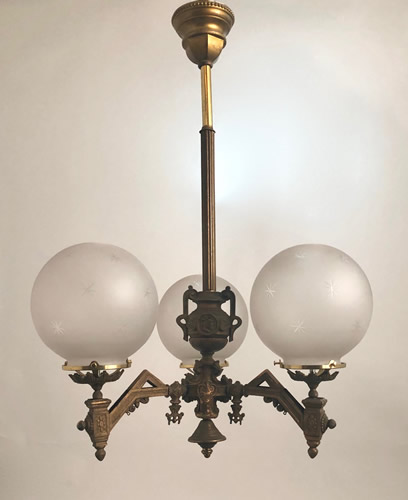 3-light Starr Fellows Gothic Revival Chandelier